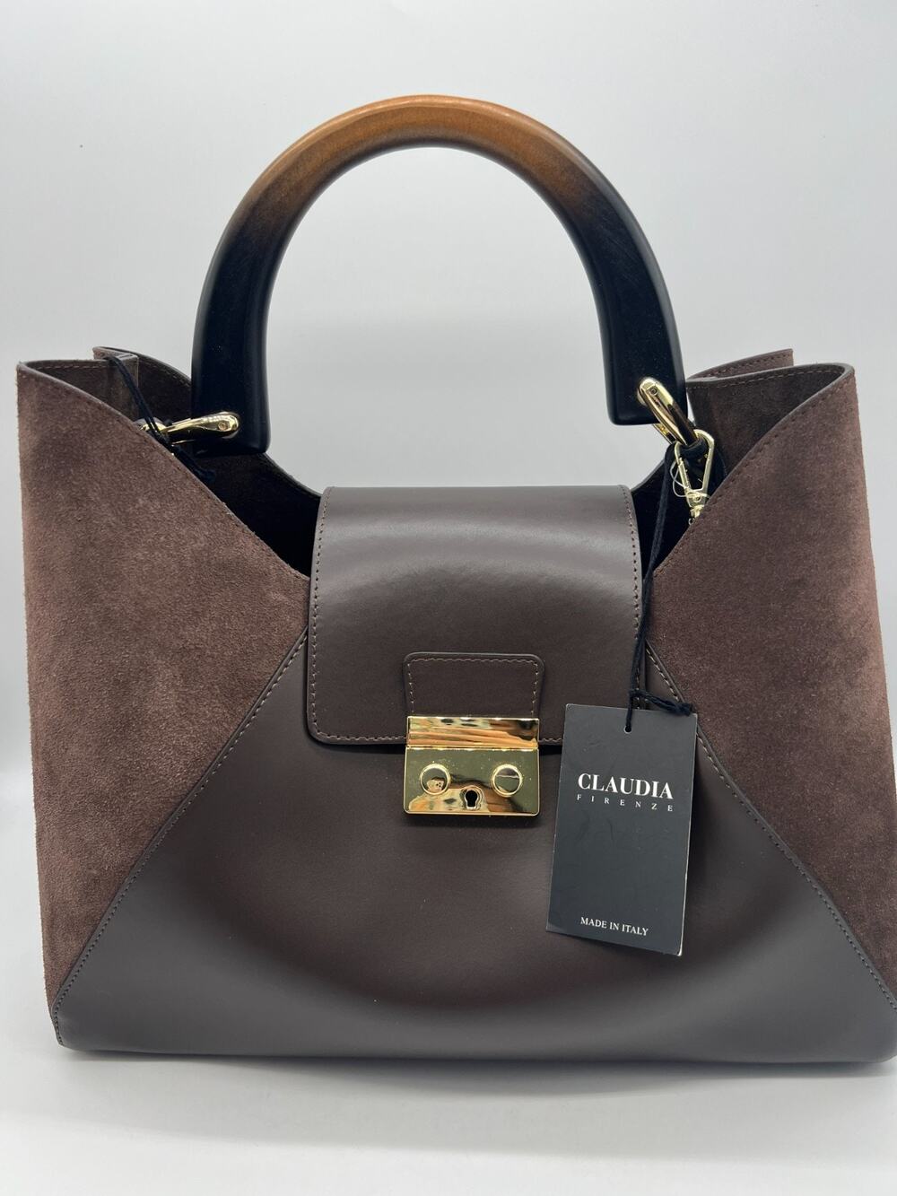 Claudia Firenze Isadora Chocolate Brown Women's Handbag Genuine Leather Suede